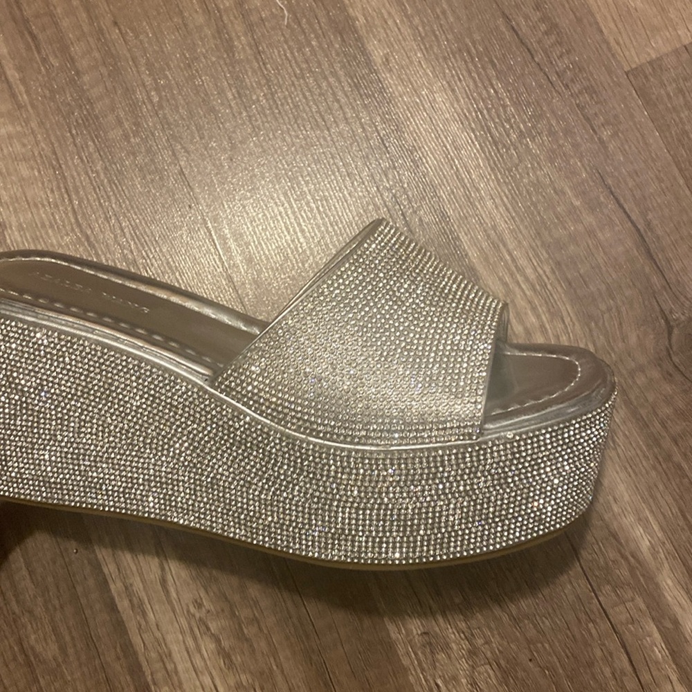 Women’s Silver sparkly wedge heels